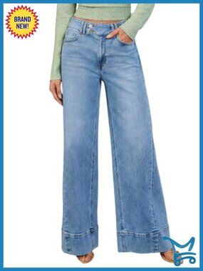 Wide Leg High Waisted Stretchy Baggy Denim Jeans Pants